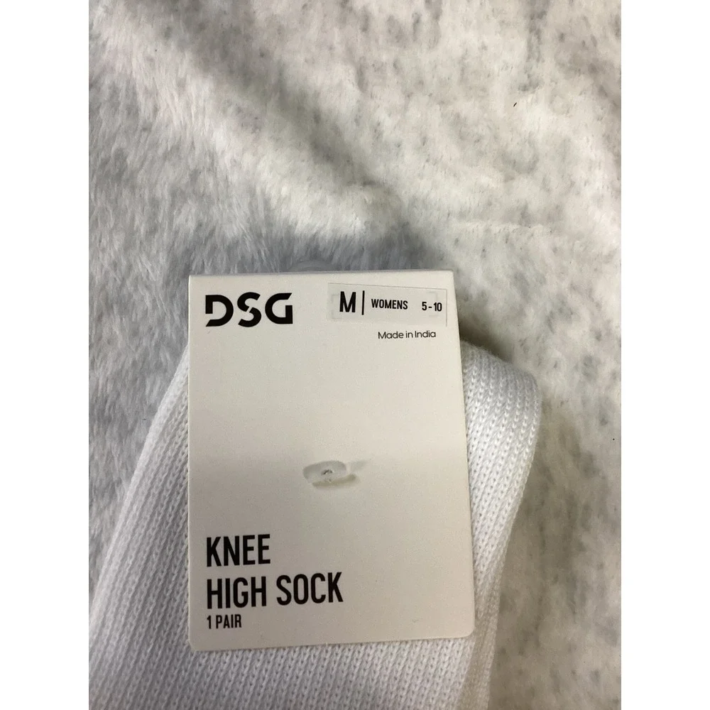 DSG‎ Womens Knee High Socks White Team Burgundy Striped Athletic Size M 5-10 NEW